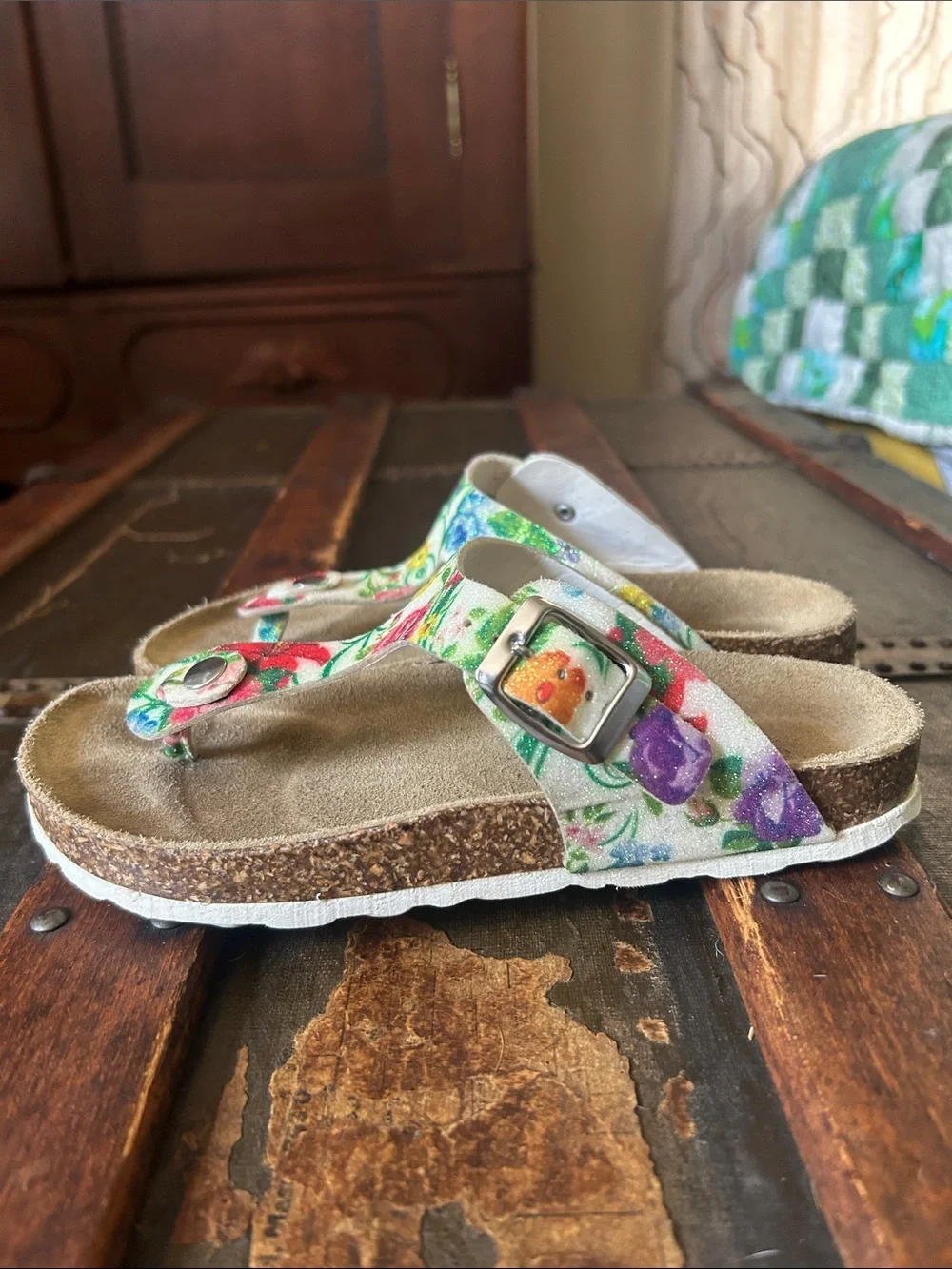 Giulia Palai Kids Floral Print Sandals;Size 2
